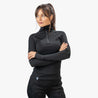 Alpin Loacker Camisa merino manga larga con cremallera mujer negro, ropa interior merino mujer 