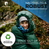 Alpin Loacker kestävä kevyt makuupussi pieni pakkauskoko vihreässä retkeilymakuupussissa 